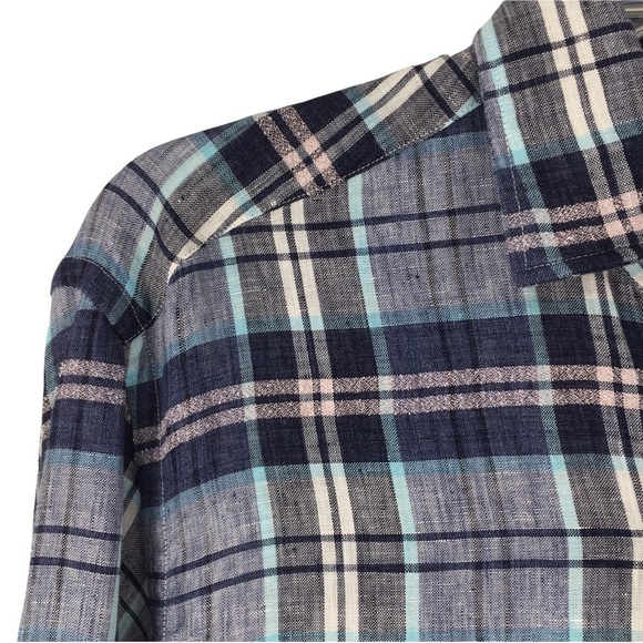 Culturata Blue/Pink/White Tailored Fit Linen Button Up Shirt - Size S - 15/38 - Picture 5 of 14
